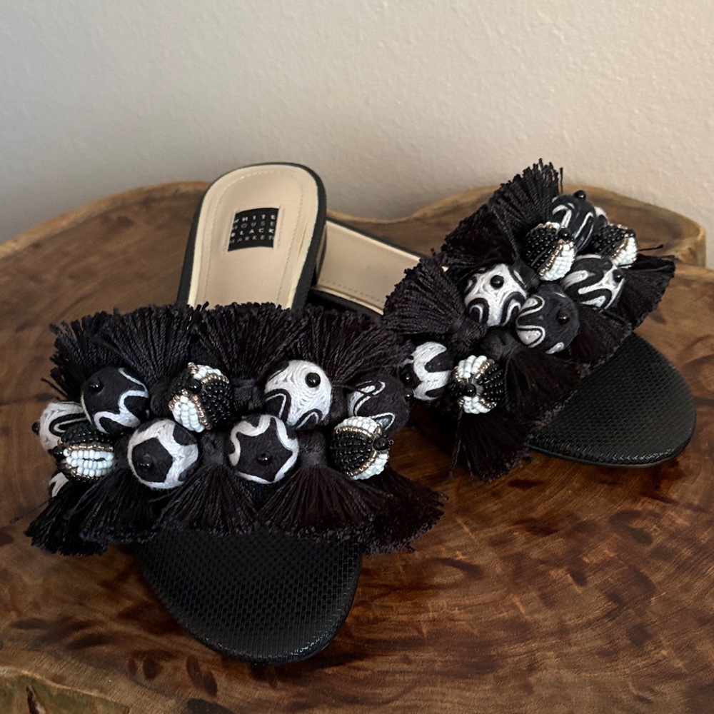 White House Black Market Black Beaded Sandals